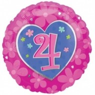 Pink Daisy Age 4 Birthday Balloon